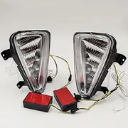 2Pcs Car LED Daytime Running Light Fog Lamp DRL Dynamic Turn Yellow Signal Light for Toyota Innova 2021