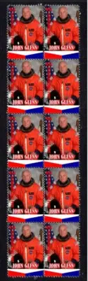 JOHN GLENN SPACE EXPLORATION HERO STRIP OF 10 MINT VIGNETTE STAMPS 5