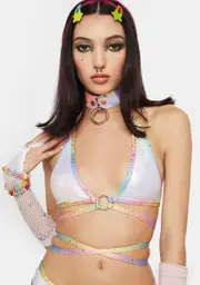 [J Valentine] Unicorn Sprinkle Metallic Wrap Top