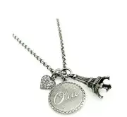New Catherine Popesco Silver Tone Swarovski Crystal Eiffel Heart OUI 1169 gift