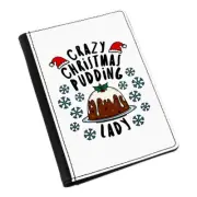 Crazy Christmas Pudding Lady Snowflakes Passport Holder Cover Case Secret Santa