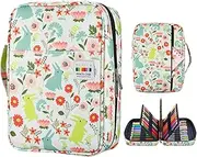 YOUSHARES Colored Pencil Case 220 Slots Pen Case Organizer with Handy Wrap & Zipper, Multilayer Holder for Prismacolor Colored Pencils & Gel Pen (Rabbit)