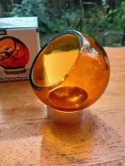 Vintage Man Cave MCM NIB Kugel Ashtray Dish Bowl Atomic Amber Glass Sphere