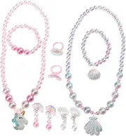 [LIFKOME] Girls Jewelry Kit Beaded Necklace Bracelet Ring Earrings Set Party Accessory