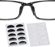 Eyeglass Nose Pads, 1.3mm Ultra-Thin Design, Anti Slip Nose Pads for Glasses with Super Sticky Backing, Soft Silicone Nose Pad for Glasses, Sunglasses and Eye Wear (10 Black/Clear Pairs)