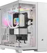 CORSAIR iCUE Link 6500X RGB Tempered Glass Mid-Tower mATX Dual Chamber PC Case – 3X CORSAIR RX120 RGB Fans Included – Wide Cooling Flexibility – Reverse Connection Motherboard Compatible – White
