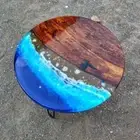 Ocean Beach Epoxy Coffee Table Top, Walnut Furniture For Home Decor