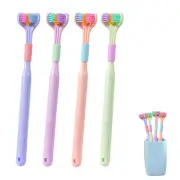 Three-Sided Toothbrush PBT Ultra Soft Toothbrushes Tongue Scraper 360° Cleaner