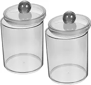 NOLITOY 2pcs Airtight Cotton Swab Holder Makeup Vanity Organizer Cotton Buds Dispenser Pad Box Q- Storage Case