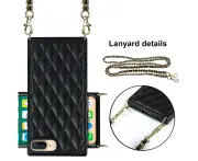 Crossbody case for iPhone 6p/7p/8p with detachable lanyard - Black