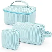 [beifon] Set of 3 Women's Cosmetic Bag Toiletry Bag with Floral Pattern, Toiletry Bag, Make Up Bag, Portable Makeup Bag, Wash Bag, Large Women Girls, Beige 2, Modern