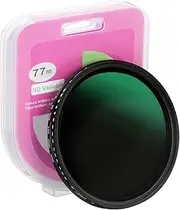 uxcell 77mm ND Filter, Variable ND Lens ND2-ND400 Adjustable Neutral Density Filter Slim Optical Glass with Cap for Camera Lens Video Vlog Portrait Photography, Black