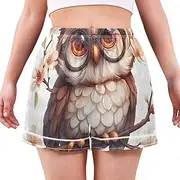 [RPLIFE] Sleepwear for Women Pajama Set, Summer Pajama Sets for Women Soft, Cute Chibi Owl Wearing Glasses, X-Large