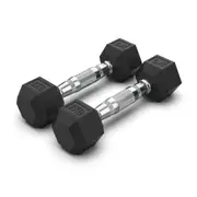 2kg x 2 Hex Rubber Coat Iron Dumbell Home Gym Strength Weight Commercial Grade