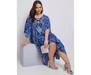 AUTOGRAPH - Plus Size - Womens Dresses - Cold Shoulder Kaftan Maxi Dress - Paisley