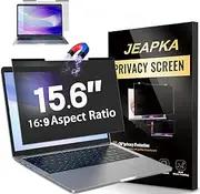 JEAPKA Magnetic Laptop Privacy Screen Filter 15.6 inch for 16:9 Widescreen Computer Monitor, Removable Anti Blue Light Privacy Shield, Anti-Glare Protector