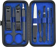 Manicure Cutters Nail Clipper Set Stainless Steel Household Pedicure MultiFunction Nail Scissors Tool Portable Travel,Blue 9,piece set