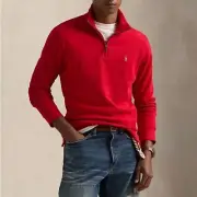 NWT Polo Ralph Lauren Estate-Rib Cotton Quarter-Zip Pullover Red Sweater Size XL