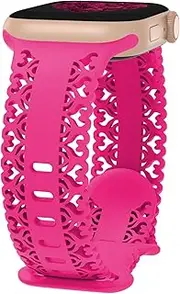 Silicone Band Compatible with Apple Watch 38mm 40mm 41mm 42mm 44mm 45mm 46mm 49mm Women, Breathable Lace Sport Strap Wristbands for iWatch Series 10/9/8/7/6/5/4/3/2/1 Ultra SE