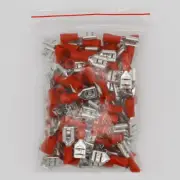 100Pcs Red 6.3mm Female Spade Quick Disconnect 22-16 AWG Wire Crimp Terminals