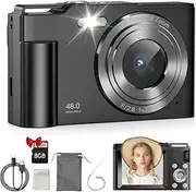 COLALY Digital Camera, 48MP Kids Camera with 8GB SD Card, 2.4" Screen, 16X Zoom, Anti-Shake, Compact, Portable, Vlogging Camera