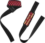 custom Buffalo Plaid Check Black Red Wrist Wraps and Lifting Straps 26" Neoprene Padded Personalized Wrist Brace for Powerlifting, Strength Training, Bodybuilding correas de muneca