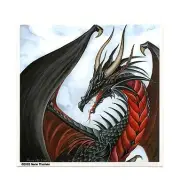 DRAGON BLACK Winged FIRE HEART FAERIE WICCA WICCAN VINYL Laptop STICKER/DECAL