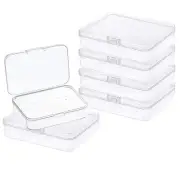 6 Pack Clear Rectangle Storage Containers Box with Lid Plastic Beads Crafts Box