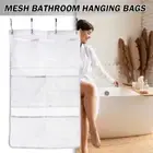 White Mesh Shower Organizer 6 Pockets Bath Bag Bathroom Hanging Storage Bags