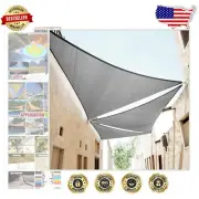 14' Grey Triangle Sun Shade Sail - 95% UV Block, Waterproof & Heavy Duty