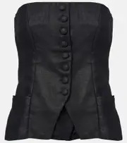 [Faithfull] Faithfull Strapless linen top AU 8 black