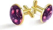 [GIAPB] 2Pcs Cufflinks for Men,Wedding Vintage Personalised Cuff Links,Pink Flamingo Picture