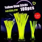 100 Yellow Glow Sticks Light Bracelets Disco Party Bulk stick glowsticks