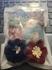 6 pack Flower Retractable ID Badge Clip Badge Holder Reel Clip on Card Holders