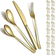 Berglander Gold Cutlery Set 48-Piece Service for 12 People, Golden Titanium Cutlery Set Made of Stainless Steel, Gold Spoon Forks Knife Set for Home, Wedding, Restaurant, Hotel, Dishwasher Safe