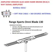 Amplified 360 Degree VHF/UHF Outdoor HD TV Antenna Plus 50ft Coax Cable, RCA Amp