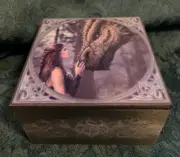 "Once Upon a Time" Printed Fabric Square Box with Mirrored Lid