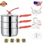 3 Quart Premium Double Boiler & Steamer - Stainless Steel Induction Cookware