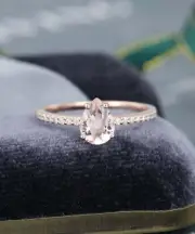 1.37 Ct Pear Cut Morganite Shaped Wedding Engagement Ring 935 Argentium Silver