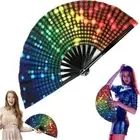 Foldable Bamboo Fan PVC Photography Props Fan Stage Performance Dance