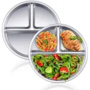 Reusable Divided Dinner Plates Unbreakable 3 Compartment Food Tray Outdoor