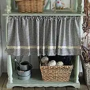 Small curtain Cafe Curtains Small Window Curtains, Checkered Curtain Valances for Windows Treatment Decor Simple Buffalo Check Short Curtain Rod Pocket Valance for Bedroom Living(Blue,265x80cm/104x32i