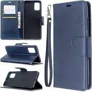 SATURCASE Case for Samsung Galaxy A51, Luxury PU Leather Flip Magnet Wallet Stand Card Slots Protective Cover with Hand Strap for Samsung Galaxy A51 (YZ-Blue)