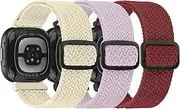 Adjustable Braided Solo Loop Bands Compatible with Fitbit Versa 3 /Fitbit Versa 4/ Fitbit Sense/ Fitbit Sense 2, Stretchy Braided Elastic Sport Strap Compatible for Fitbit Versa 3/4 Women Men(3 of Pack)