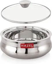 HAZEL Stainless Steel Casserole for Roti with Glass Lid | 1250 ml Chapati Casserole with Transparent Lid | Steel Roti Dabba for Serving | Hotcase for Food Serving