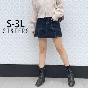 【SISTERS】現貨 微辣歐膩愛穿的深藍牛仔裙 褲裙 裙子/S-3L(新品/短裙/牛仔褲/短褲/顯瘦/丹寧)