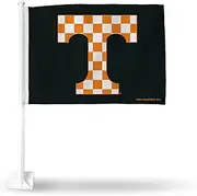 Rico Industries NCAA Tennessee Volunteers Black Double Sided Double Sided Car Flag - 16" x 19" - Strong Pole That Hooks onto Car/Truck/Automobile
