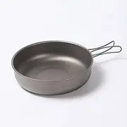 AXUYU 1.2L Titanium Frypan, Titanium Frying Pan with Folding Handle for Outdoor Camping Hiking Picnic Cooking