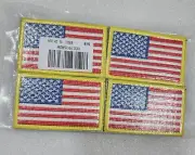 American Flag Embroidered Tactical Patch Gold Border w/Velcro Brand Fastener-8Pc