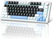 MageGee 75% Mechanical Gaming Keyboard, Compact Blue Backlit Wired Gaming Keyboard with Black Switches, EVA Foam, Knob Control, STAR75 Portable NKRO PC Gaming Keyboard - Black & Blue